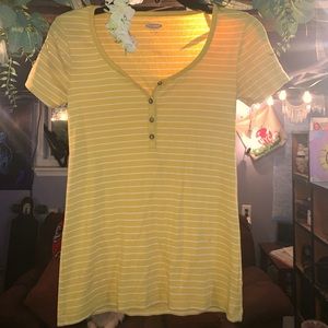 Yellow and white striped shirt